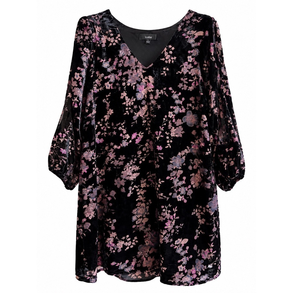 Lulus Dreamy Scene Black Floral Burnout Velvet Dress Small Whimsigoth